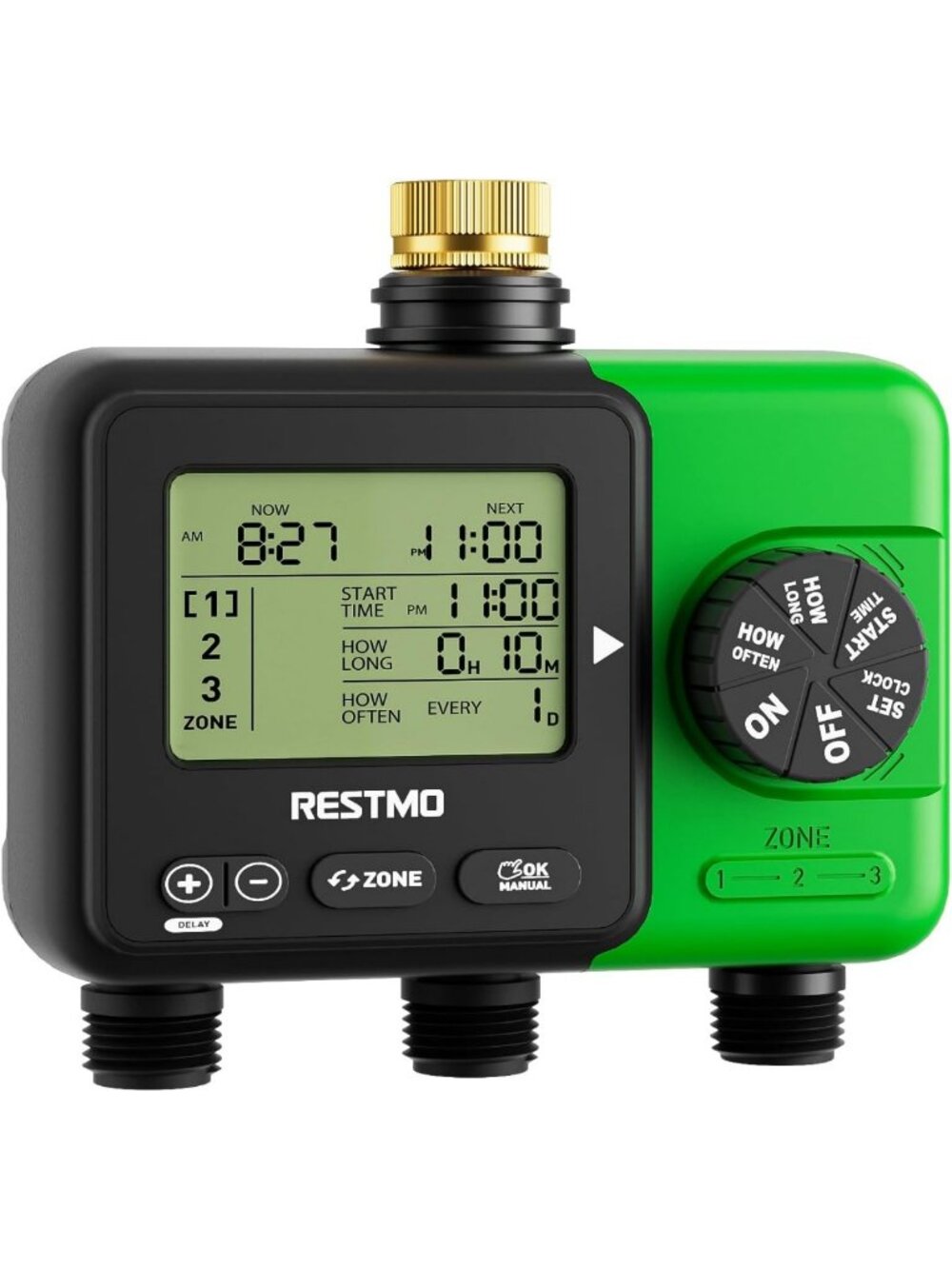3-Zone Garden Hose Sprinkler Timer with Durable Brass Inlet - Easy Setup